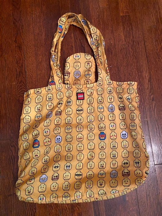 Lego Handbags - RARE LEGO Store yellow Nylon Tote Bag w/Storage pouch 16x17” Lightweight